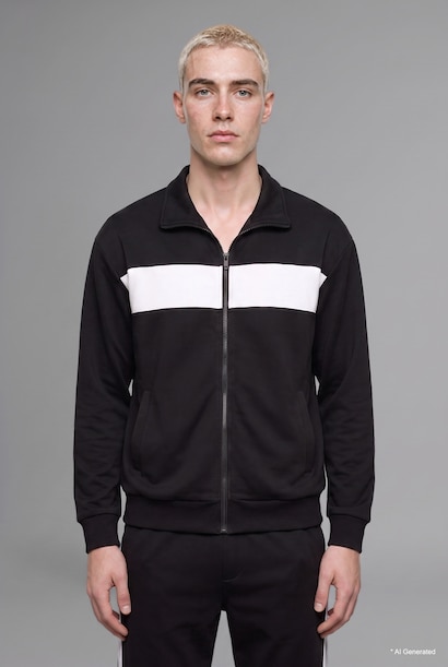 Boxy Fit Polo Collar Zipper Striped Cardigan