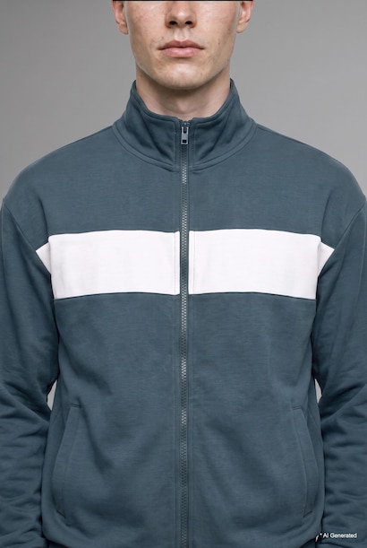 Boxy Fit Polo Collar Zippered Striped Cardigan