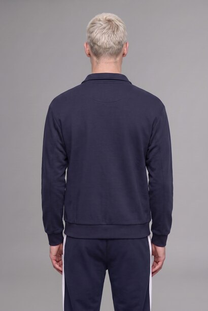 Boxy Fit Fermuarlı Şeritli Sweatshirt Hırka