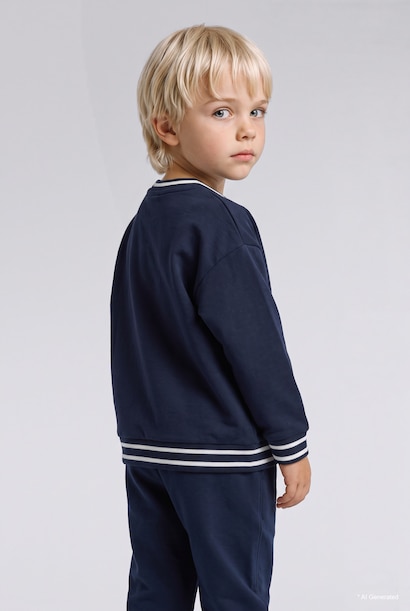 %100 Pamuk Oversize Futbol Baskılı Sweatshirt Erkek Bebek
