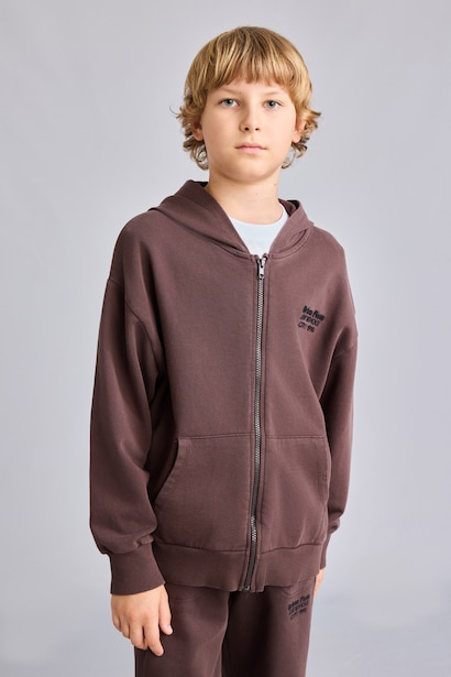 Oversize Fit Hooded Cardigan Printed
