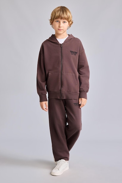 Oversize Fit Hooded Cardigan Printed