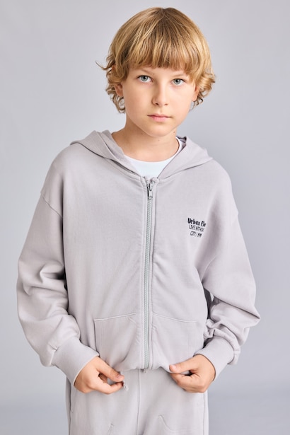 Oversize Fit Hooded Cardigan Printed