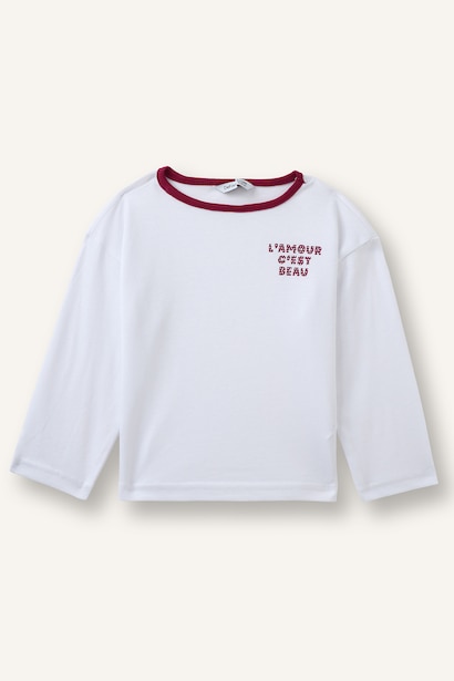 Baby Girl Regular Fit Crew Neck Cotton T-Shirt