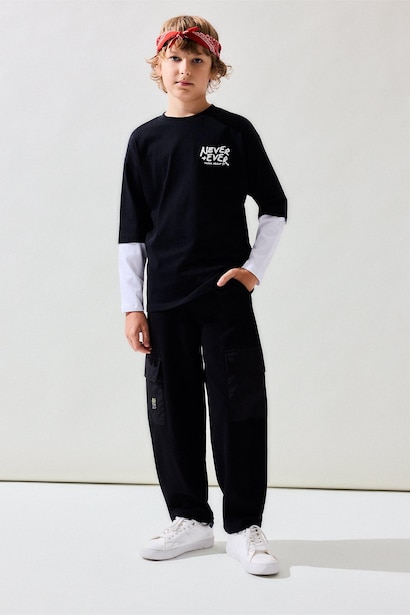 %100 Pamuk Barrel Fit Pantolon Erkek Çocuk