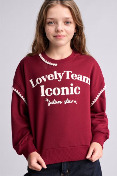 Relaxed Fit Baskılı Sweatshirt Kız Çocuk