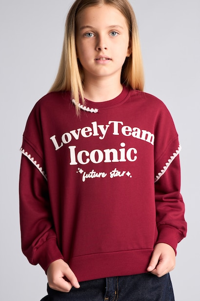 Relax Fit Slogan Crew Neck Sweatshirt
