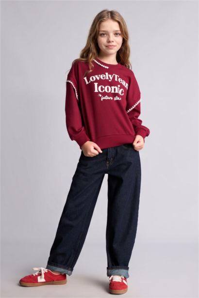 Relaxed Fit Baskılı Sweatshirt Kız Çocuk