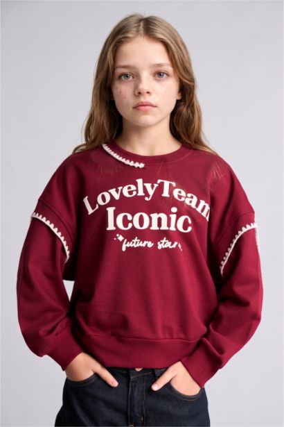 Relaxed Fit Baskılı Sweatshirt Kız Çocuk