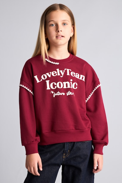 Relax Fit Slogan Crew Neck Sweatshirt