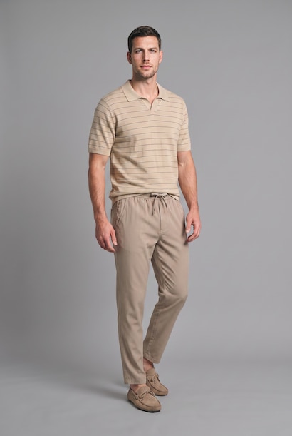Standard Fit Striped Knit Polo Shirt