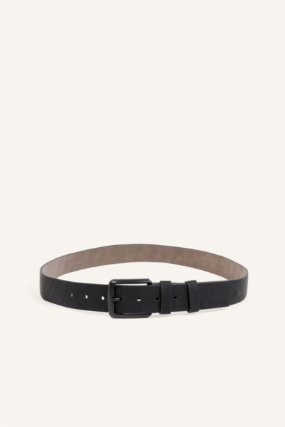 Man Rectangle Clasp Faux Leather Classic Belt