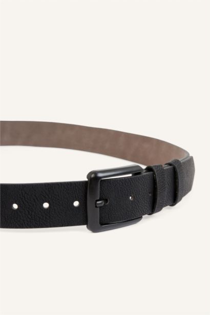 Man Rectangle Clasp Faux Leather Classic Belt