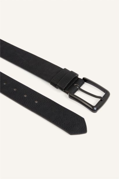 Man Rectangle Clasp Faux Leather Classic Belt