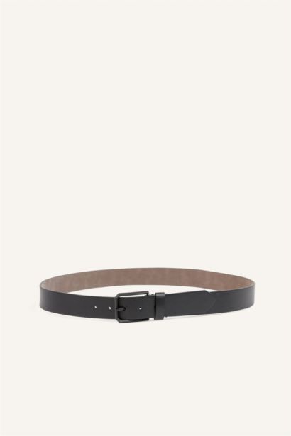 Man Rectangle Clasp Faux Leather