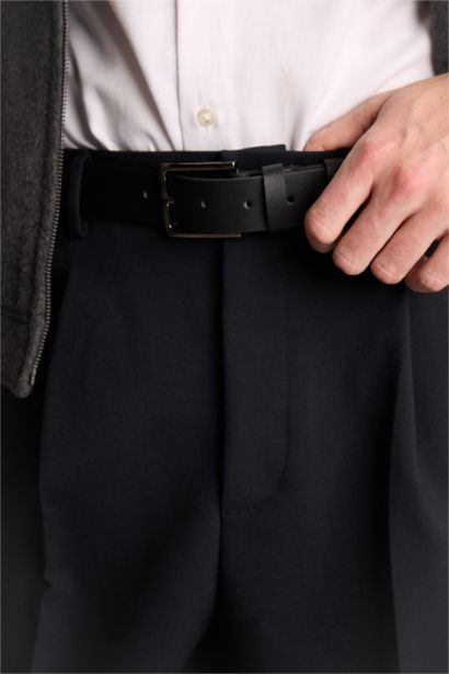 Man Rectangle Clasp Faux Leather