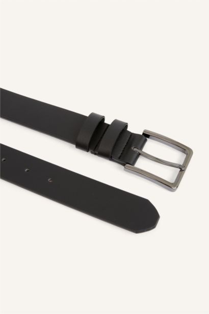 Man Rectangle Clasp Faux Leather