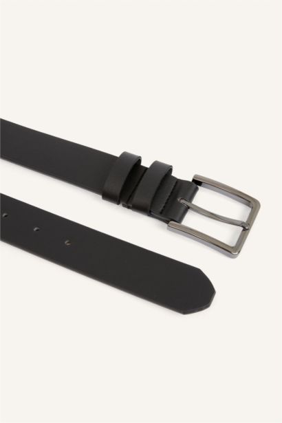 Man Rectangle Clasp Faux Leather