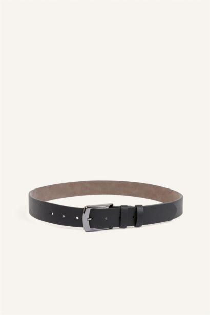 Man Rectangle Clasp Faux Leather