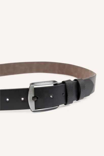 Man Rectangle Clasp Faux Leather