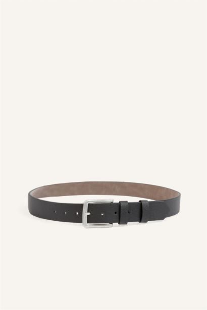 Man Rectangle Clasp Faux Leather Classic Belt