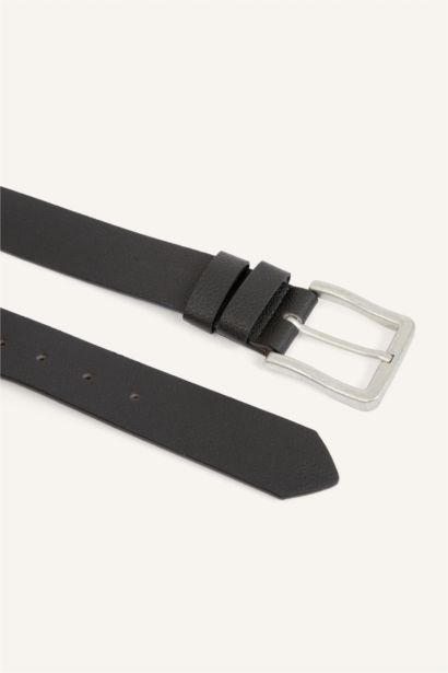 Man Rectangle Clasp Faux Leather Classic Belt