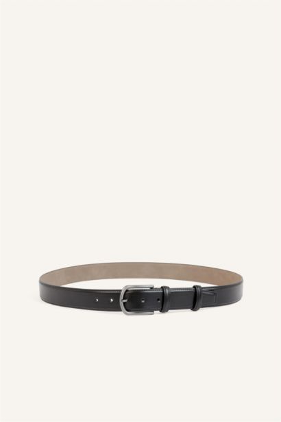 Man Rectangle Clasp Faux Leather Classic Belt
