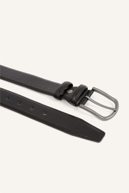 Man Rectangle Clasp Faux Leather Classic Belt