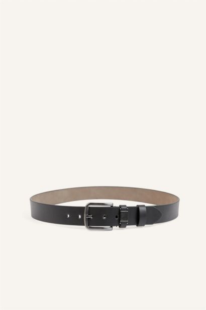 Man Rectangle Clasp Faux Leather Classic Belt