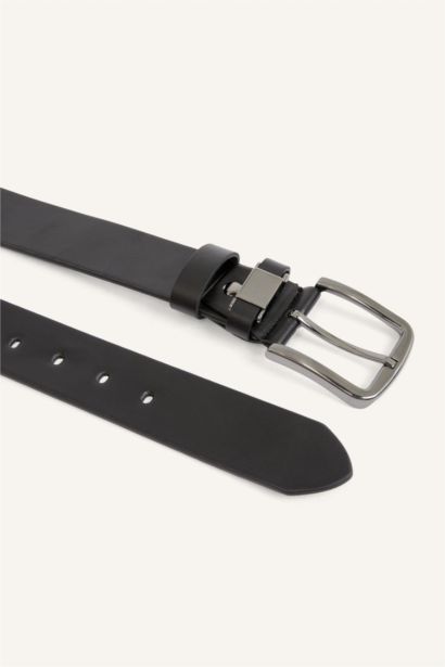 Man Rectangle Clasp Faux Leather Classic Belt