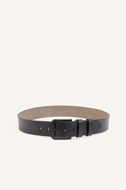 Man Rectangle Clasp Faux Leather Classic Belt