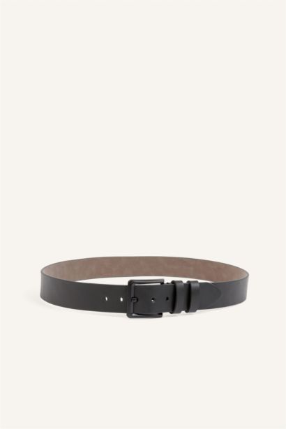 Man Rectangle Clasp Faux Leather Classic Belt