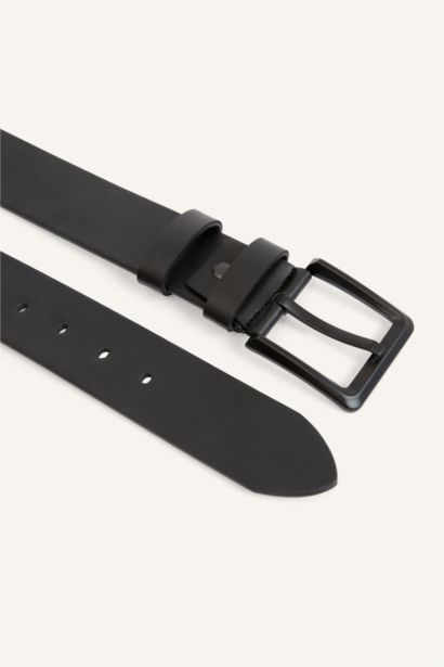 Man Rectangle Clasp Faux Leather Classic Belt