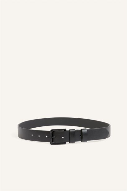 Man Rectangle Clasp Faux Leather Classic Belt
