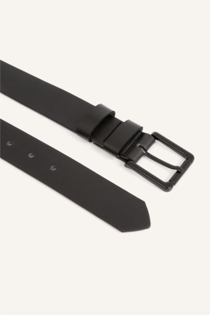 Man Rectangle Clasp Faux Leather Classic Belt