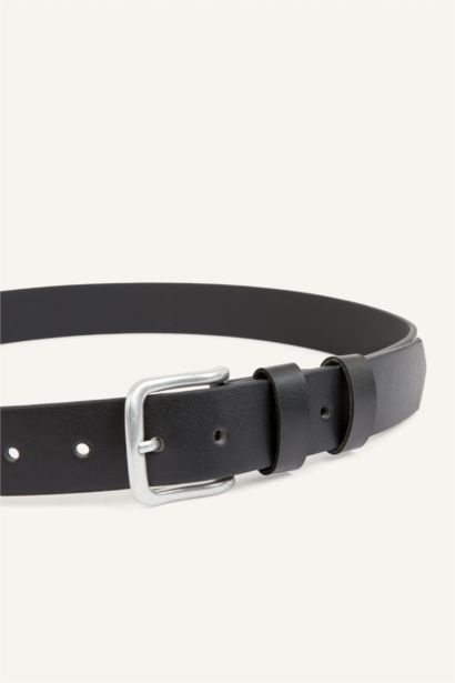 Man Rectangle Clasp Faux Leather Classic Belt