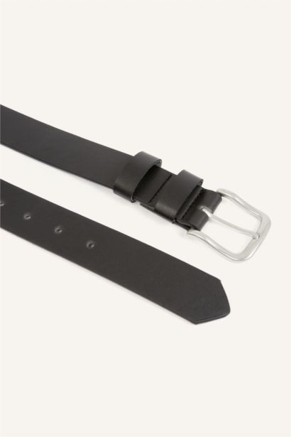 Man Rectangle Clasp Faux Leather Classic Belt