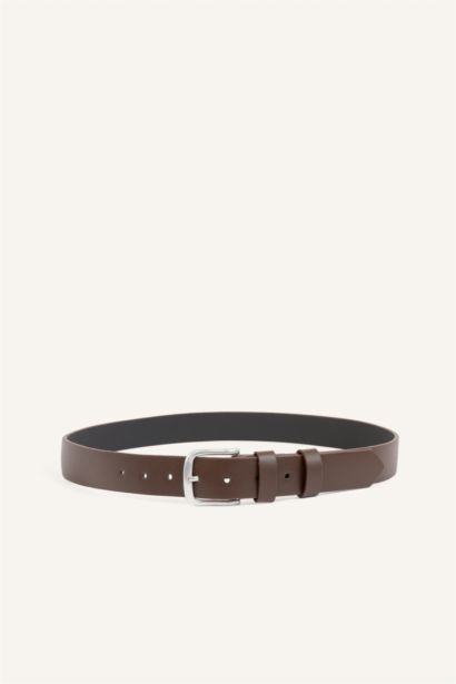 Man Rectangle Clasp Faux Leather Classic Belt