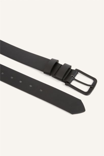 Man Rectangle Clasp Faux Leather Classic Belt