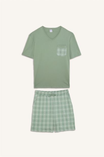 %100 Pamuk New Regular Fit Şort Tişört 2'li Şortlu Pijama Takımı