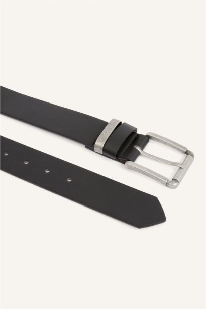 Man Rectangle Clasp Faux Leather