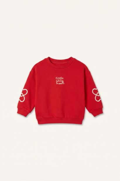 Bisiklet Yaka Baskılı Sweatshirt Kız Bebek