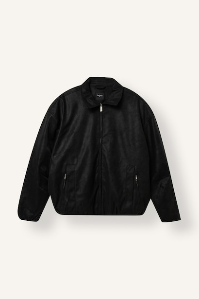 Oversize Polo Collar Zip-Up Jacket