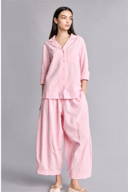 Oversize Uzun Kollu Keten Karışımlı Gömlek
