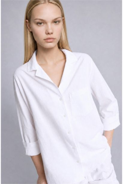 Oversize Fit Linen Blended Long Sleeve Shirt