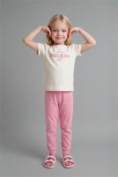 %100 Pamuk Desenli 2'li Pijama Takımı Kız Bebek