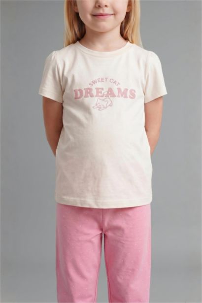 %100 Pamuk Desenli 2'li Pijama Takımı Kız Bebek