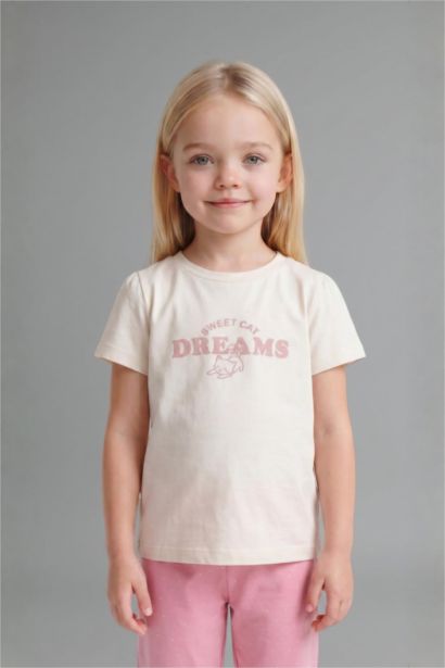 %100 Pamuk Desenli 2'li Pijama Takımı Kız Bebek