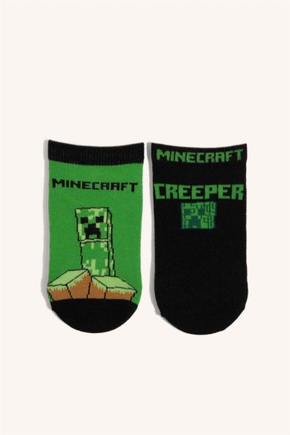 Minecraft Lisanslı Pamuklu 3'Lü Patik Çorap Erkek Çocuk