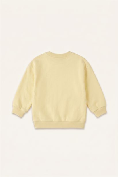 %100 Pamuk Bisiklet Yaka Sweatshirt Kız Bebek